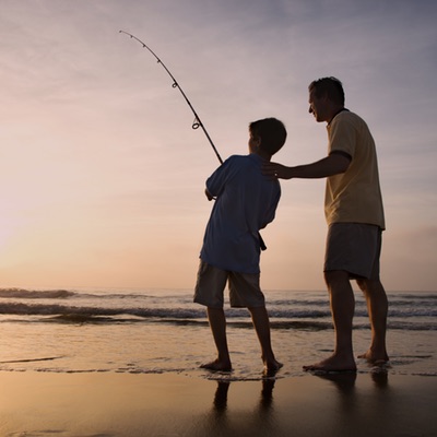 Man and Young Boy Fishing